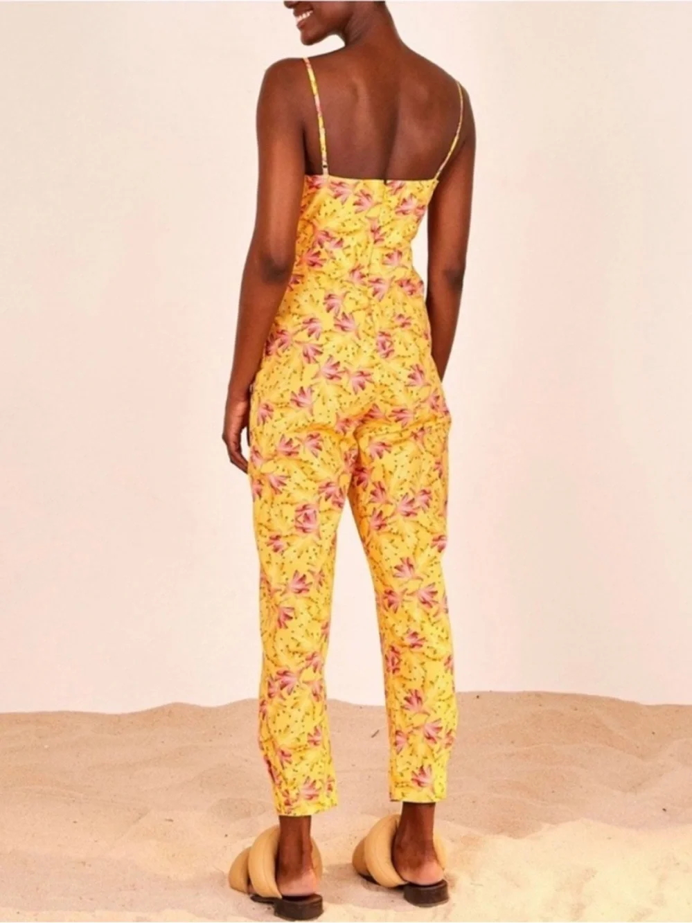 Farm Rio banana sunshine bow top jumpsuit womens S NWT yellow